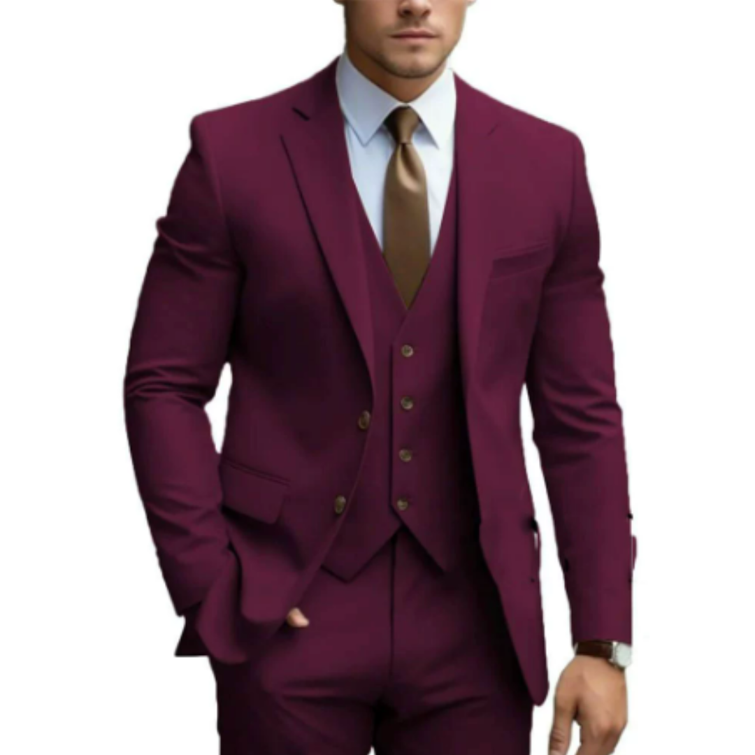Men's 3-Piece Suit with Vest for Weddings and Formal Occasions