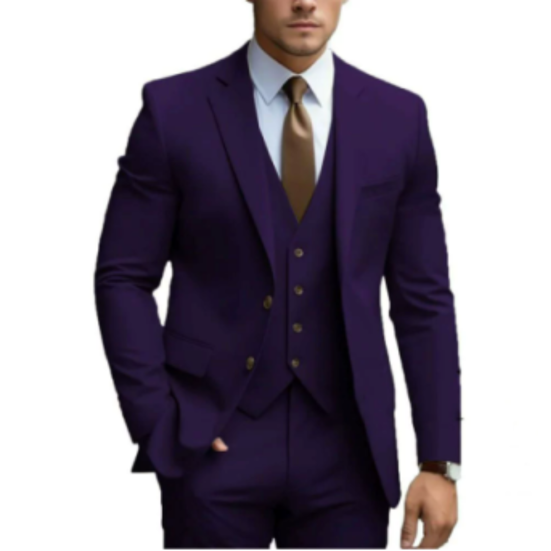 Men's 3-Piece Suit with Vest for Weddings and Formal Occasions
