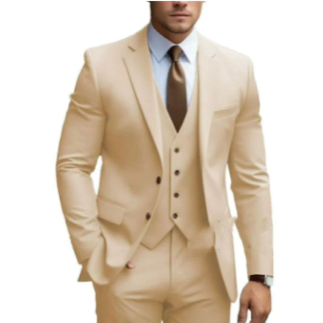 Men's 3-Piece Suit with Vest for Weddings and Formal Occasions