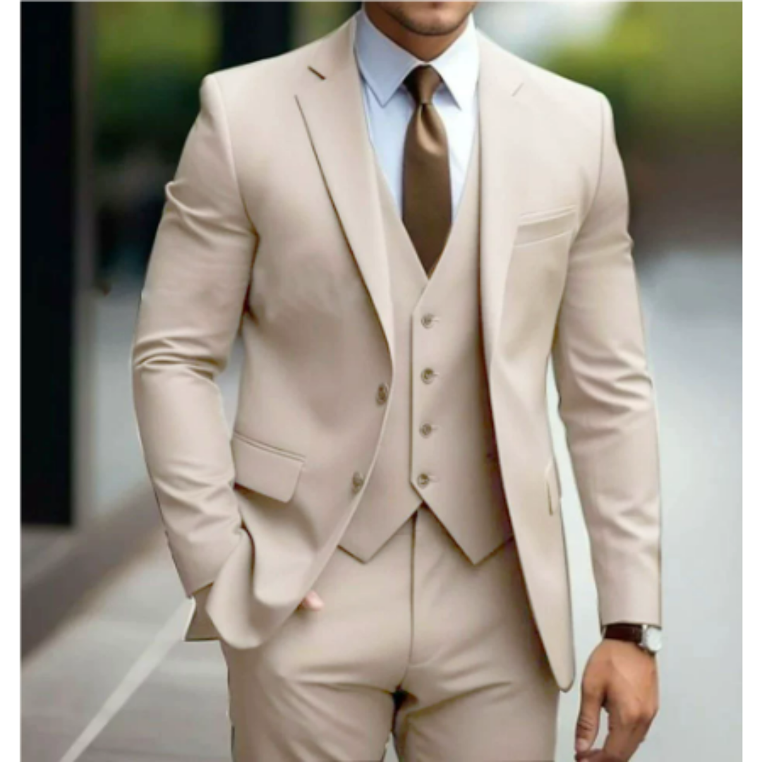 Men's 3-Piece Suit with Vest for Weddings and Formal Occasions
