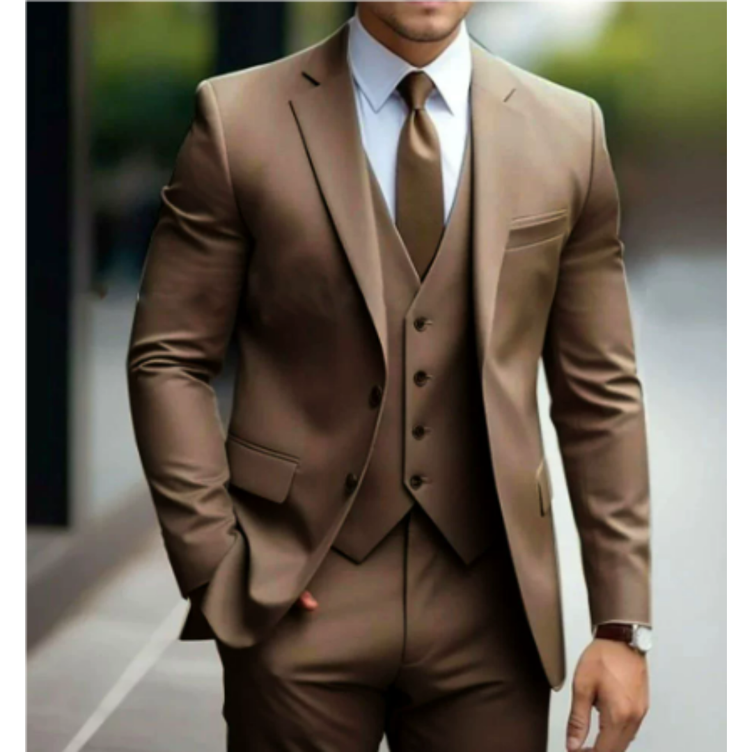 Men's 3-Piece Suit with Vest for Weddings and Formal Occasions