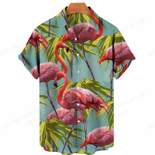 Men's 3D Flamingo Print Hawaiian Shirt
