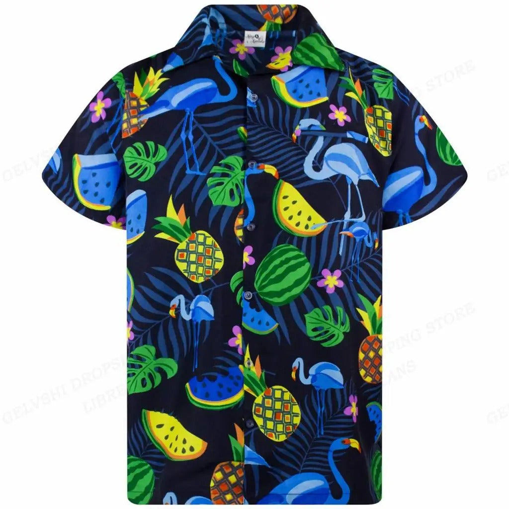 Men's 3D Flamingo Print Hawaiian Shirt