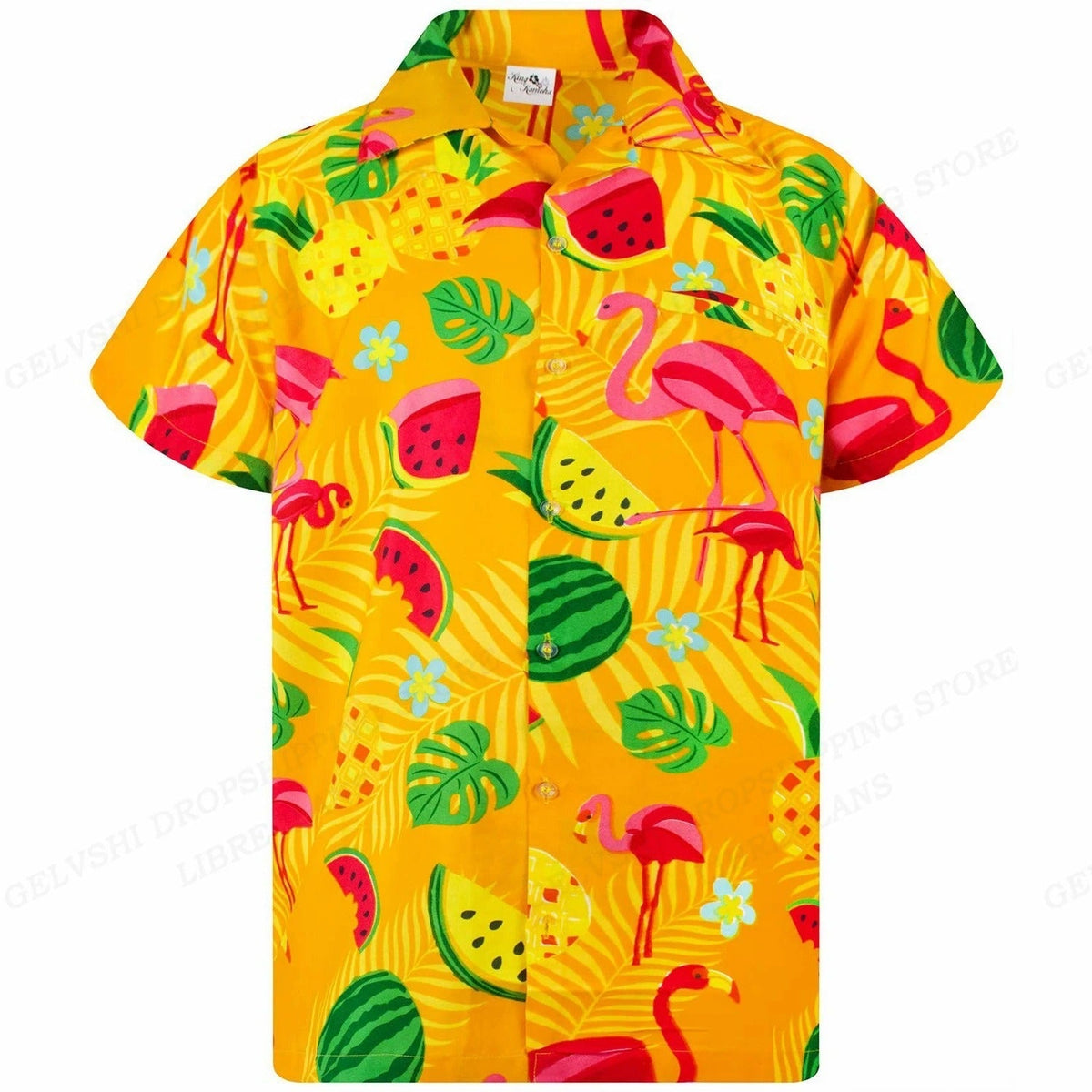 Men's 3D Flamingo Print Hawaiian Shirt