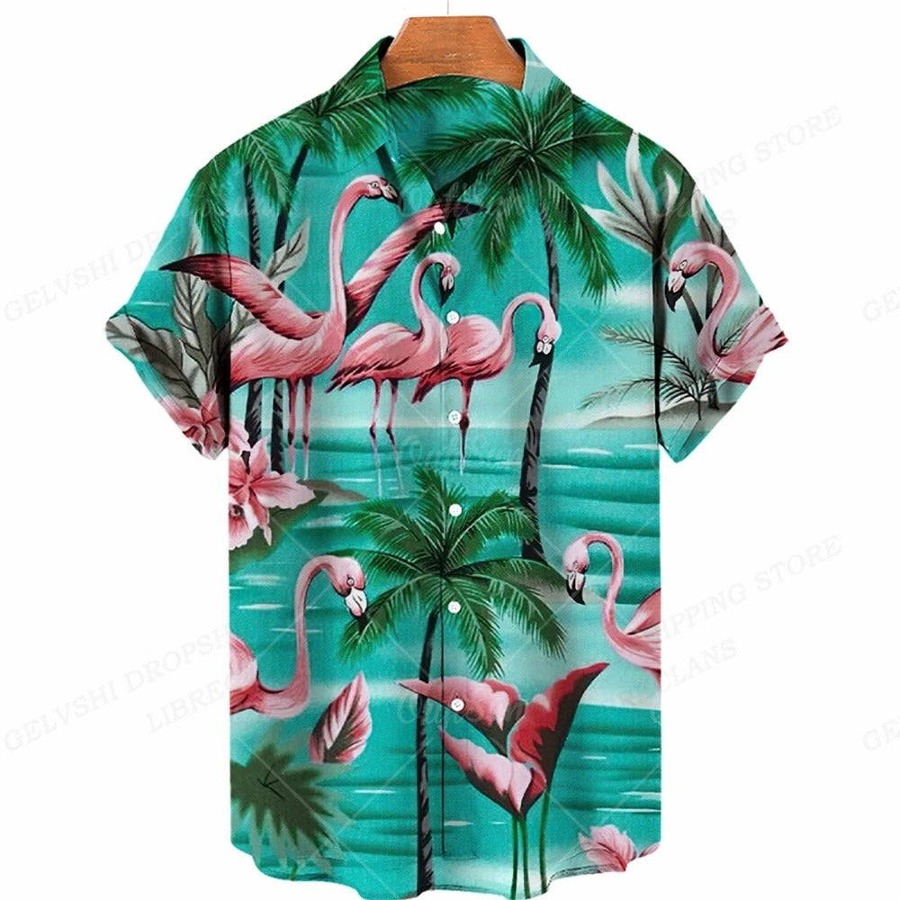 Men's 3D Flamingo Print Hawaiian Shirt