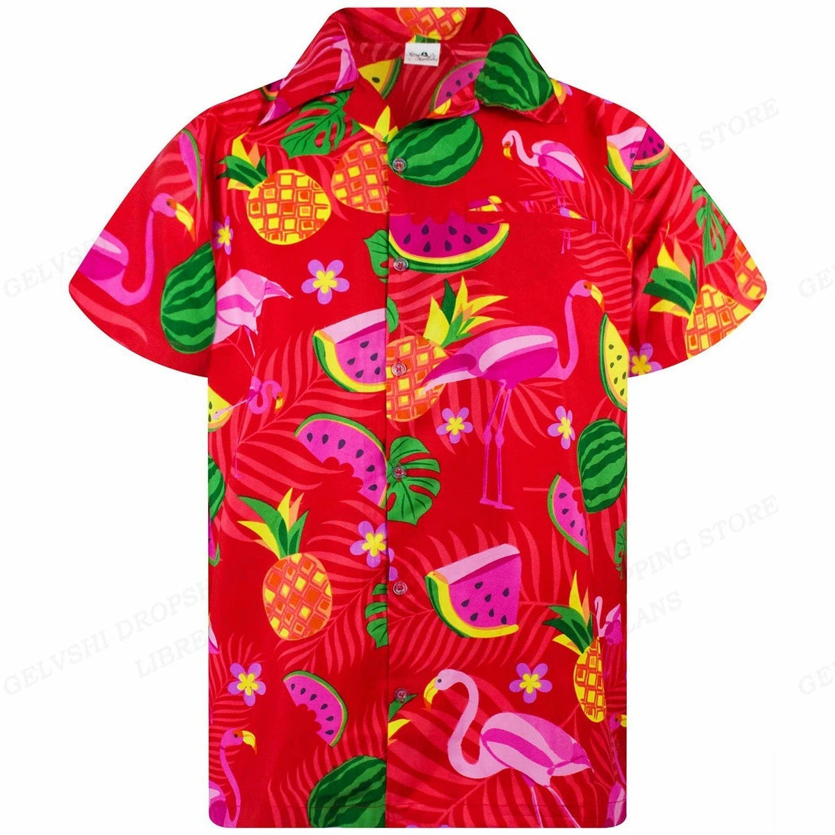 Men's 3D Flamingo Print Hawaiian Shirt