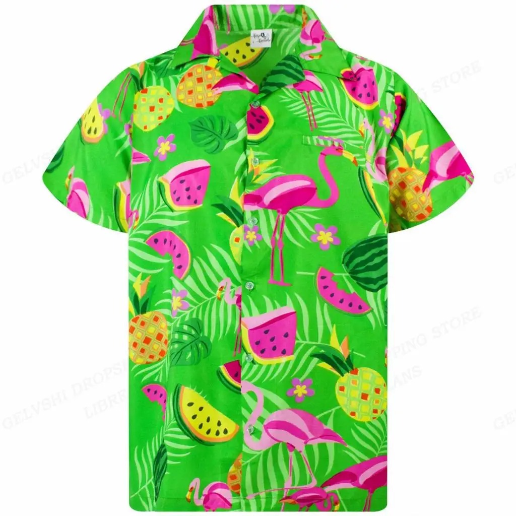 Men's 3D Flamingo Print Hawaiian Shirt