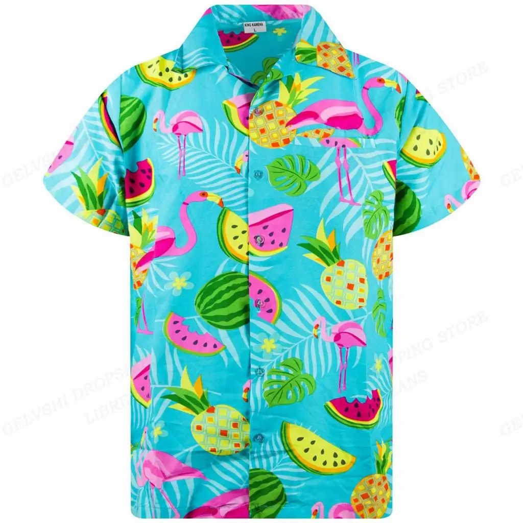 Men's 3D Flamingo Print Hawaiian Shirt