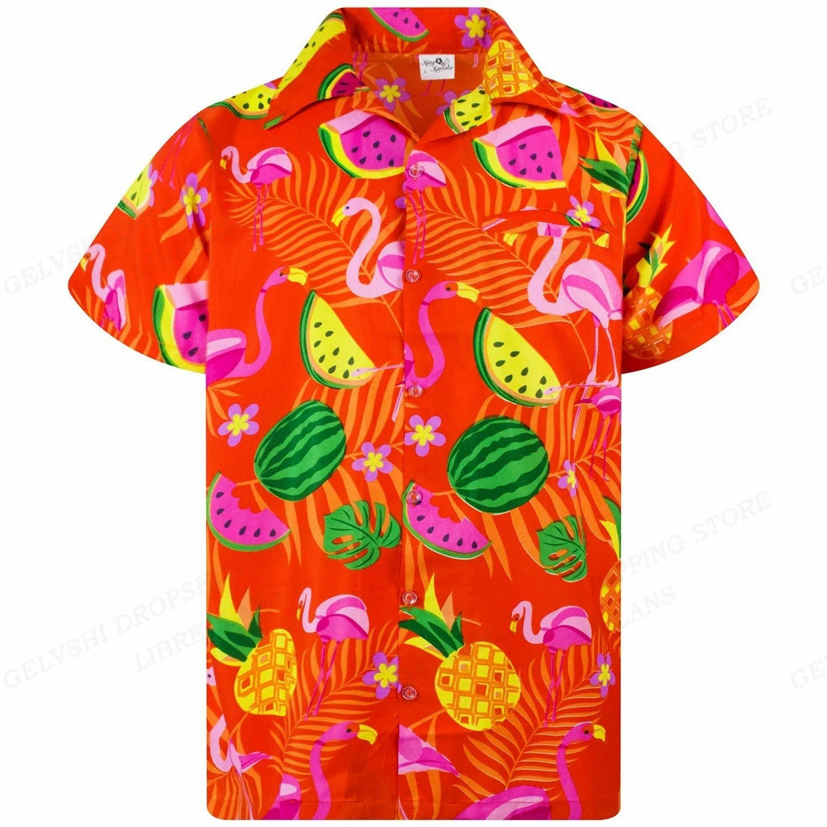 Men's 3D Flamingo Print Hawaiian Shirt