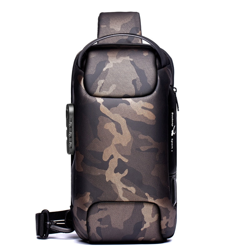 Men's Anti-Theft Waterproof Crossbody Bag with USB Charging Port