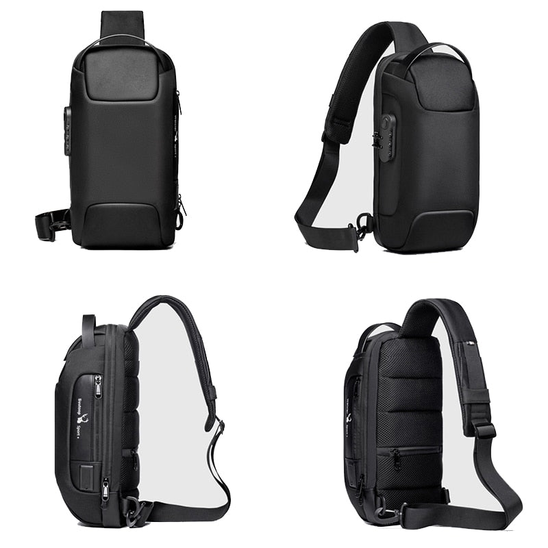 Men's Anti-Theft Waterproof Crossbody Bag with USB Charging Port