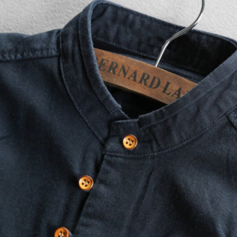 Men's Band Collar Long Sleeve Shirt