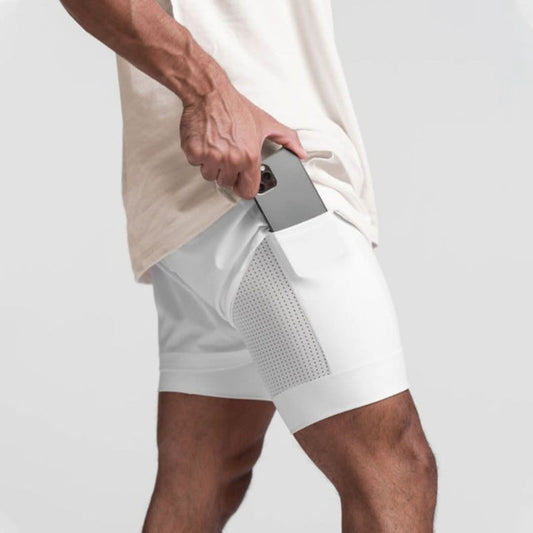 Men's Breathable 2-in-1 Sports Training Shorts with Inner Shorts