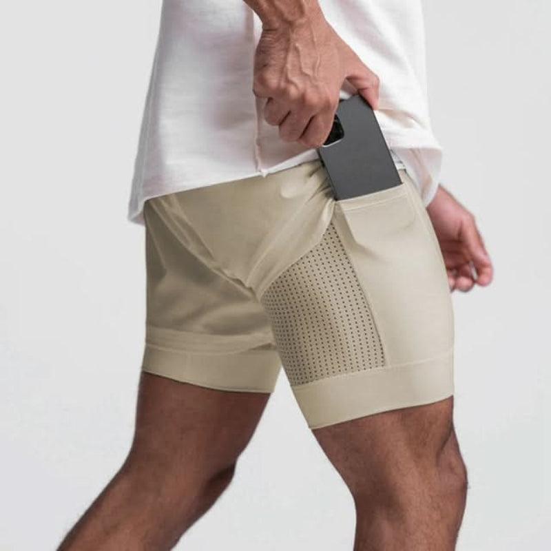 Men's Breathable 2-in-1 Sports Training Shorts with Inner Shorts