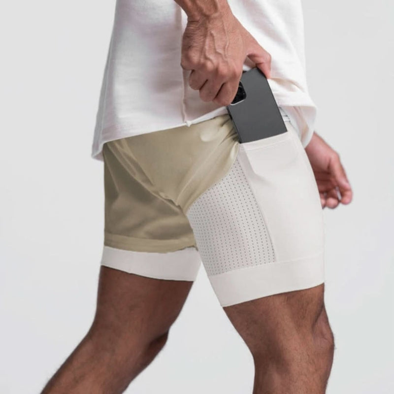 Men's Breathable 2-in-1 Sports Training Shorts with Inner Shorts