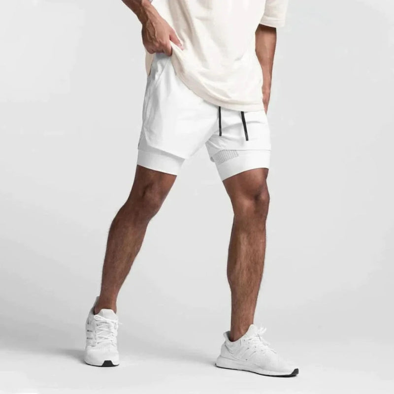 Men's Breathable 2-in-1 Sports Training Shorts with Inner Shorts