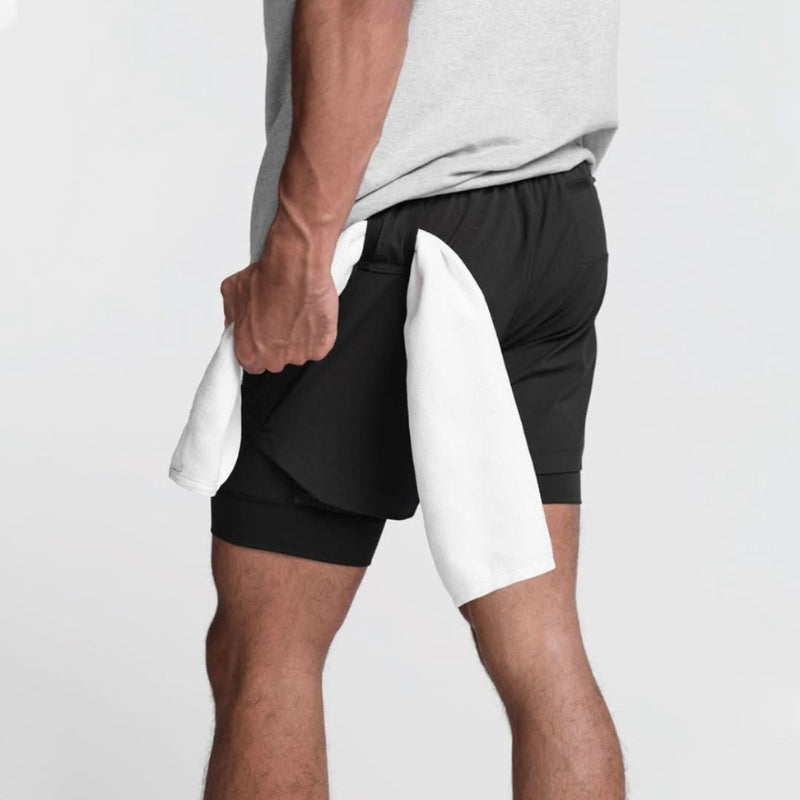 Men's Breathable 2-in-1 Sports Training Shorts with Inner Shorts