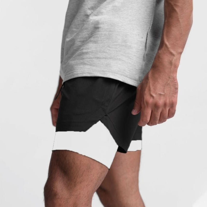 Men's Breathable 2-in-1 Sports Training Shorts with Inner Shorts
