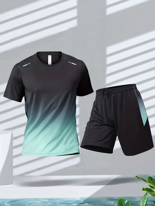 Men's Breathable Sports Set - T-Shirt and Shorts