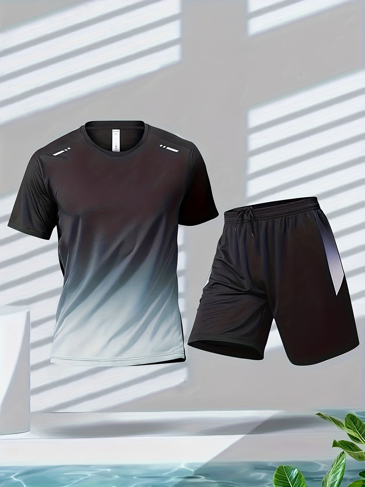 Men's Breathable Sports Set - T-Shirt and Shorts
