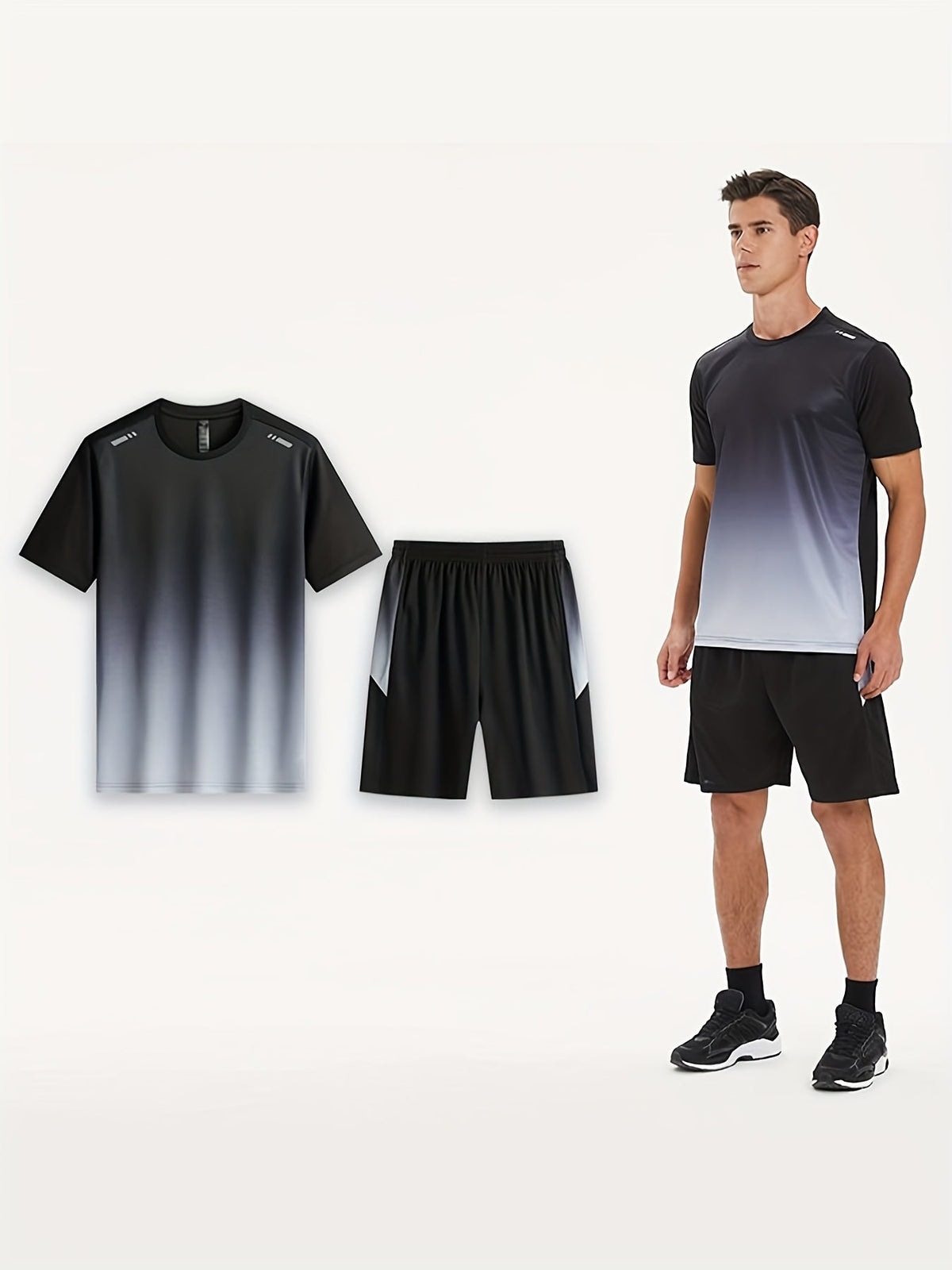 Men's Breathable Sports Set - T-Shirt and Shorts