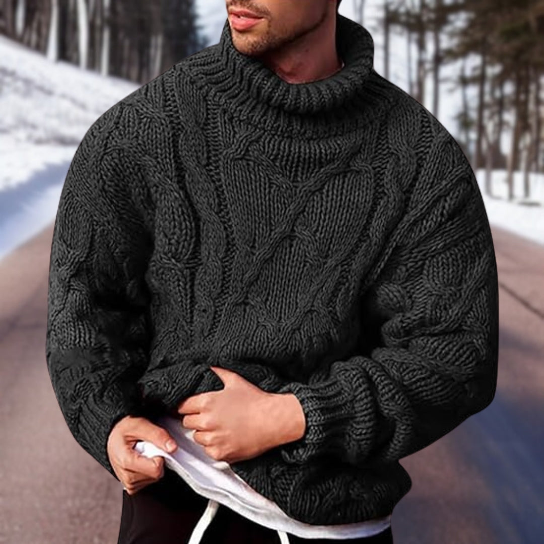 Men's Cable-Knit Turtleneck Sweater