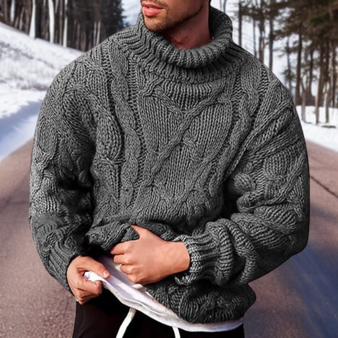 Men's Cable-Knit Turtleneck Sweater