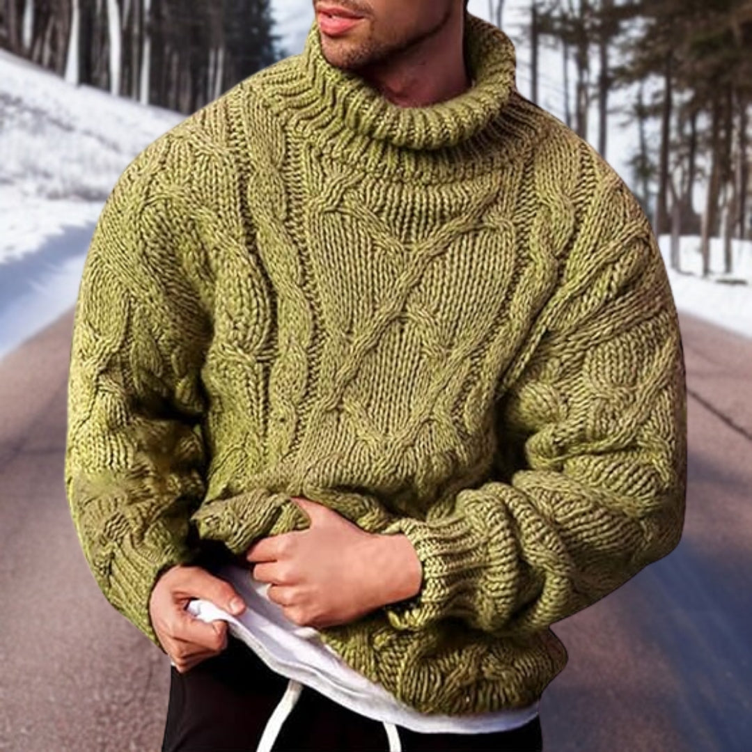 Men's Cable-Knit Turtleneck Sweater