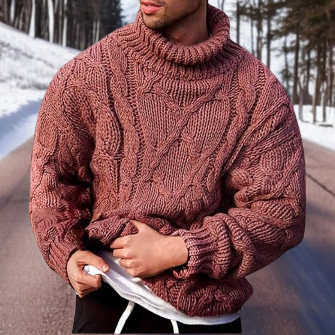 Men's Cable-Knit Turtleneck Sweater