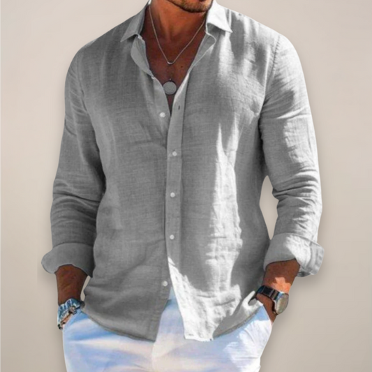 Men's Casual Long-Sleeve Button-Up Shirt