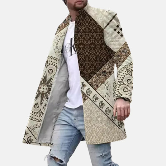 Men's Casual Printed Long Coat