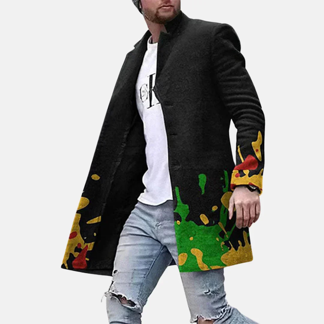 Men's Casual Printed Long Coat