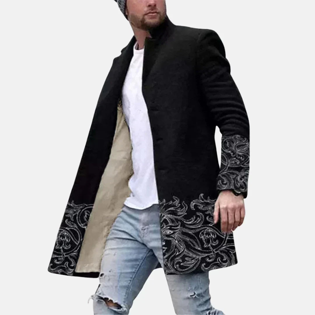 Men's Casual Printed Long Coat