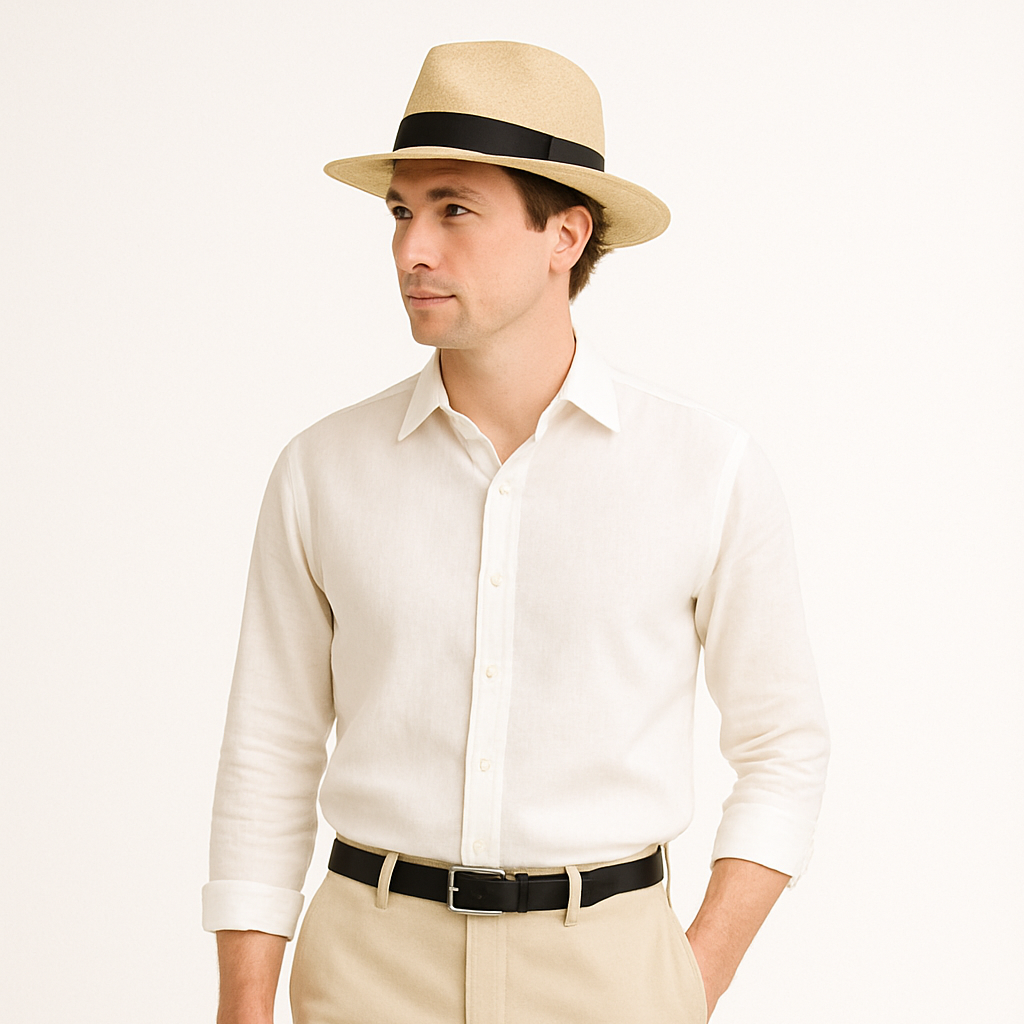 Men's Classic Summer Wide-Brim Panama Hat for Timeless Style