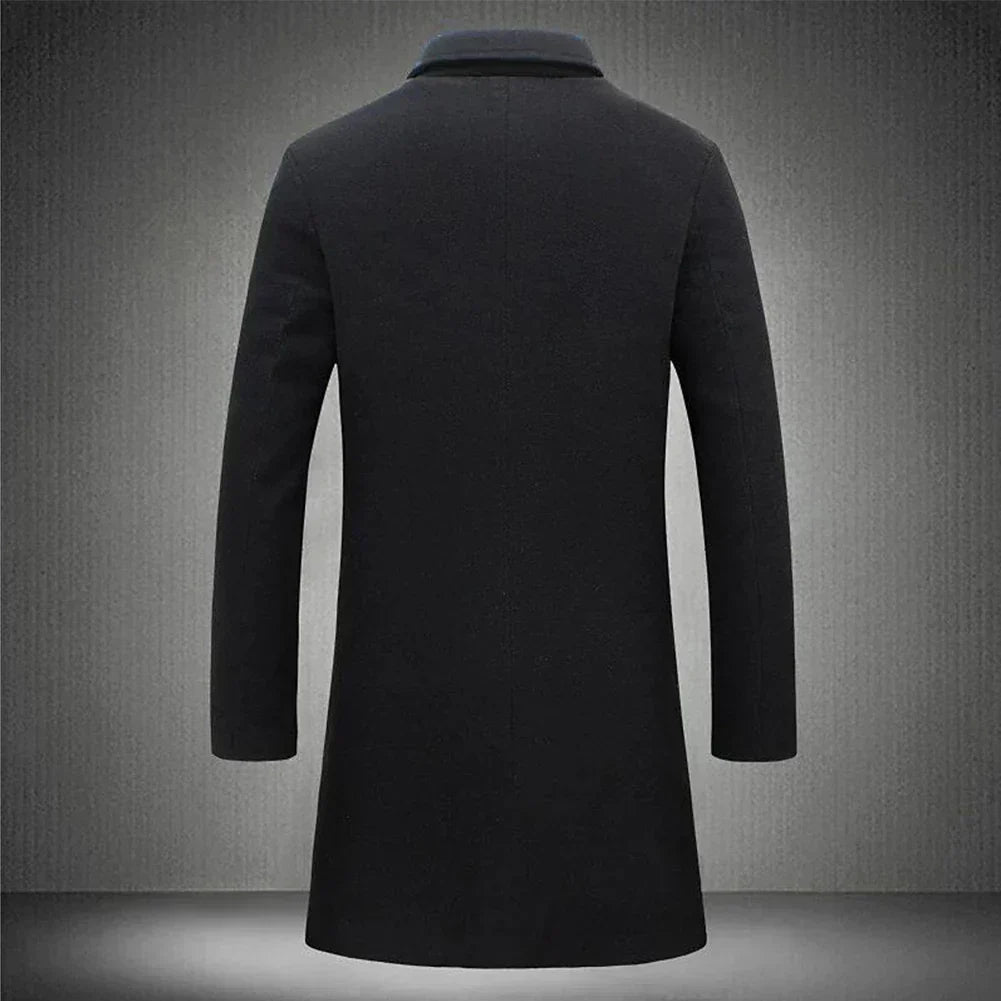 Men's Classic Tailored Overcoat in Navy, Black, and Beige