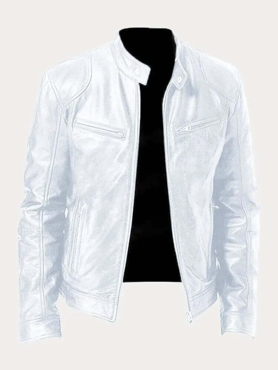 Men's Classic Zip-Up Stand Collar Biker Jacket