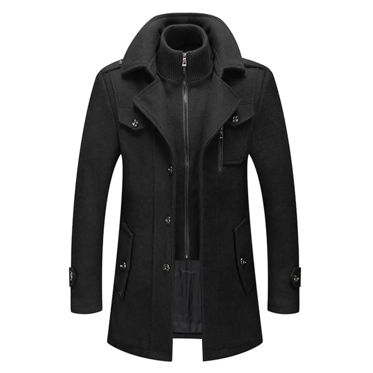 Men's Double-Layer Winter Coat with Collar