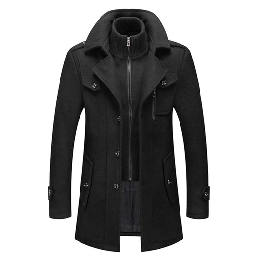 Men's Double-Layer Winter Coat with Collar