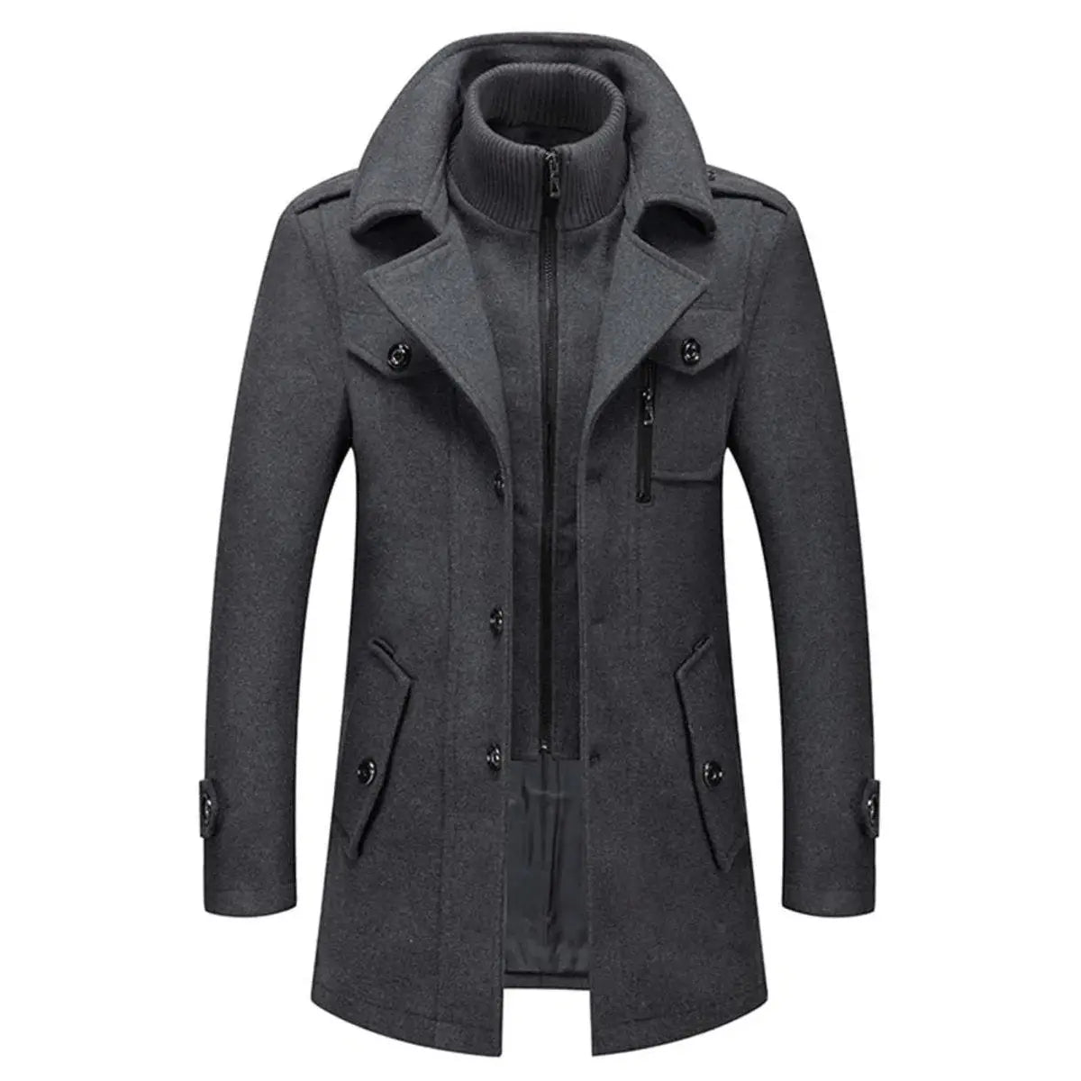 Men's Double-Layer Winter Coat with Collar