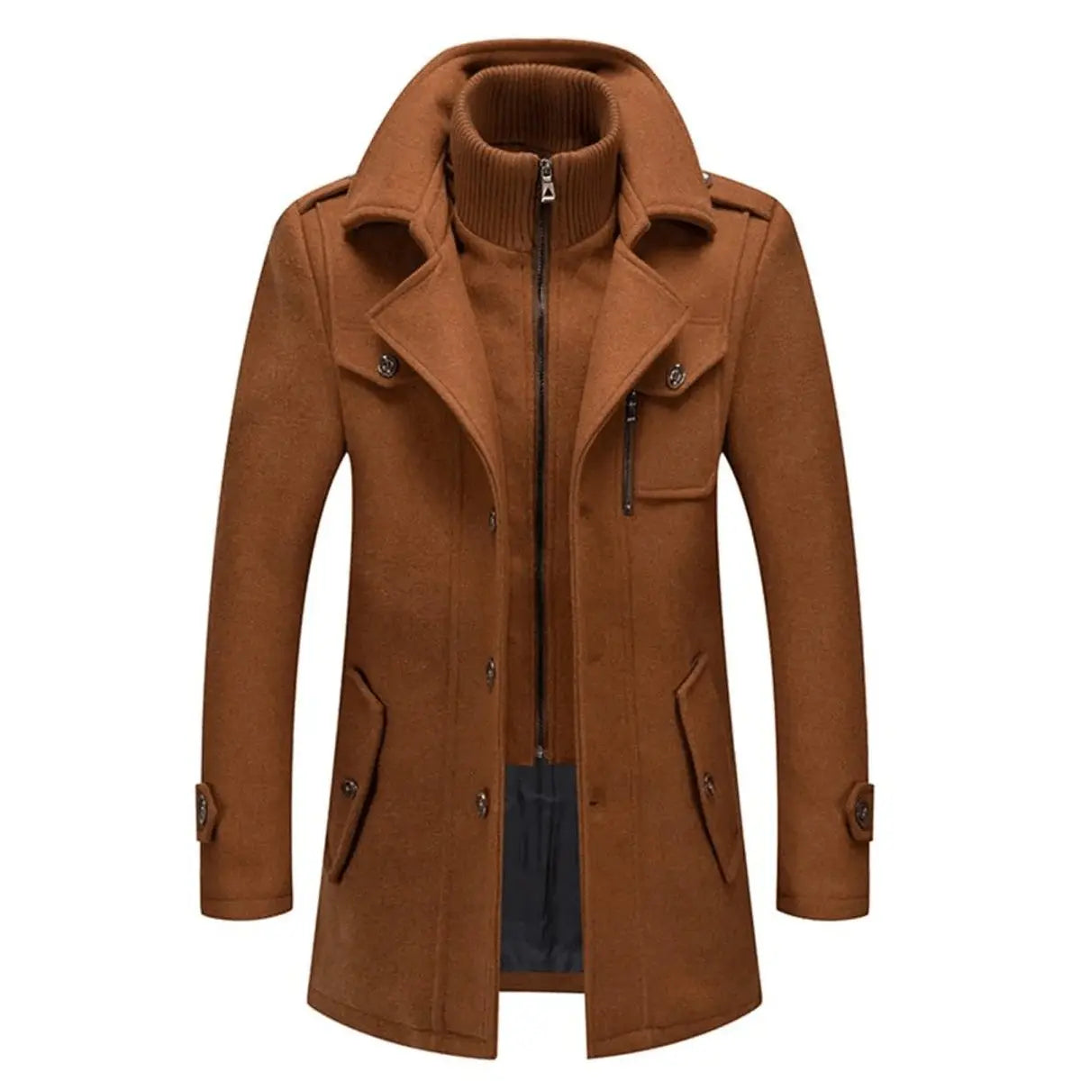 Men's Double-Layer Winter Coat with Collar