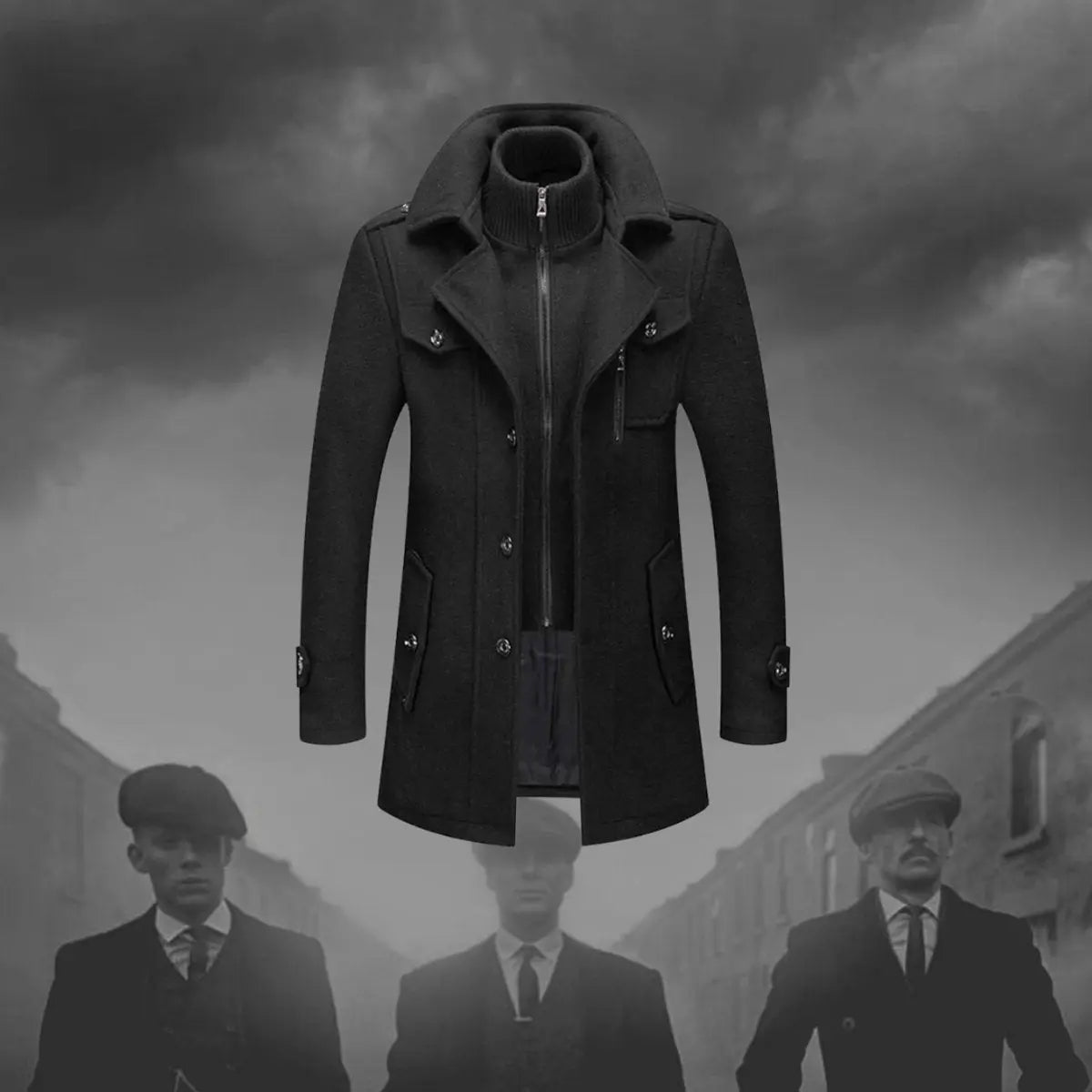 Men's Double-Layer Winter Coat with Collar