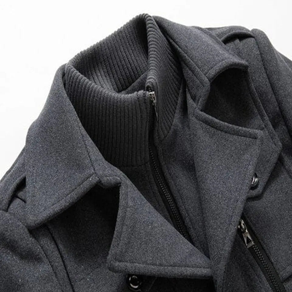 Men's Double-Layer Winter Coat with Collar