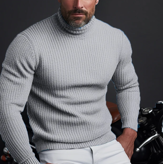 Men's Fitted Rib-Knit Turtleneck Sweater