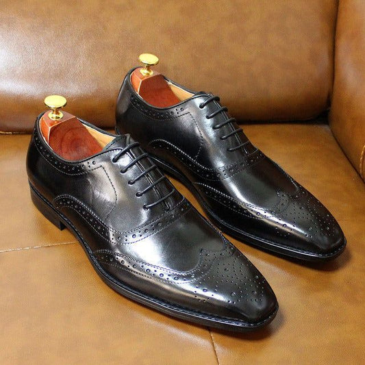 Men's Handcrafted Wingtip Oxford Dress Shoes