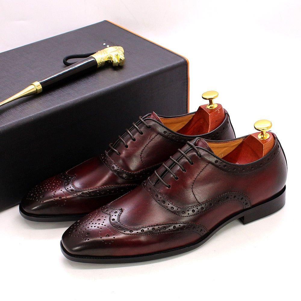 Men's Handcrafted Wingtip Oxford Dress Shoes