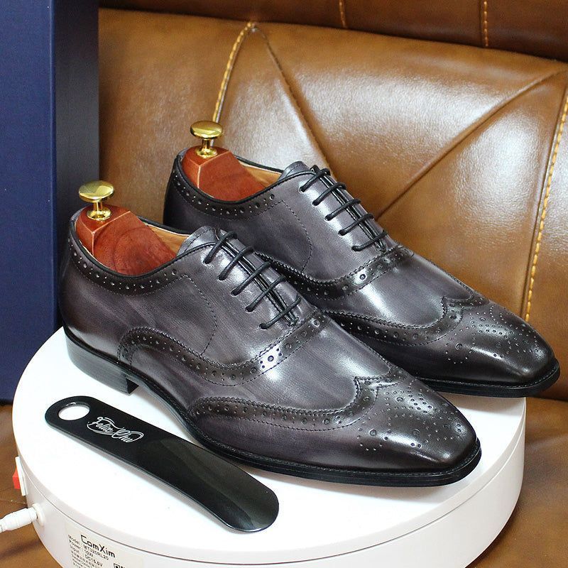 Men's Handcrafted Wingtip Oxford Dress Shoes