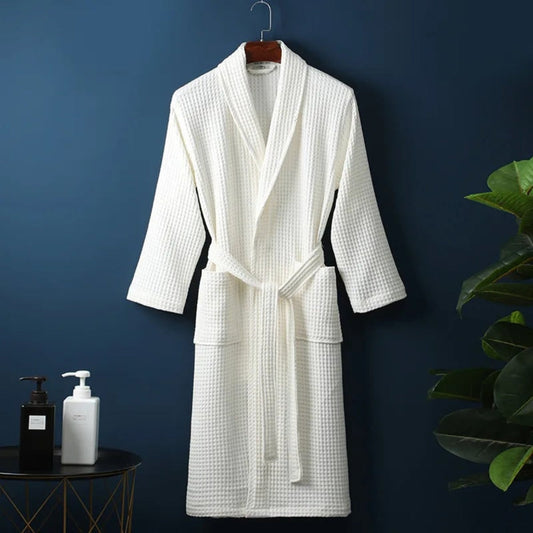 Men's Lightweight Waffle Weave Wrap Bathrobe