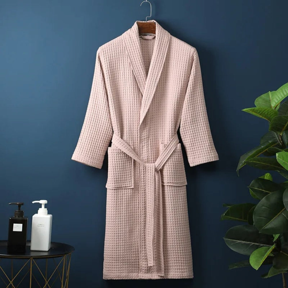 Men's Lightweight Waffle Weave Wrap Bathrobe