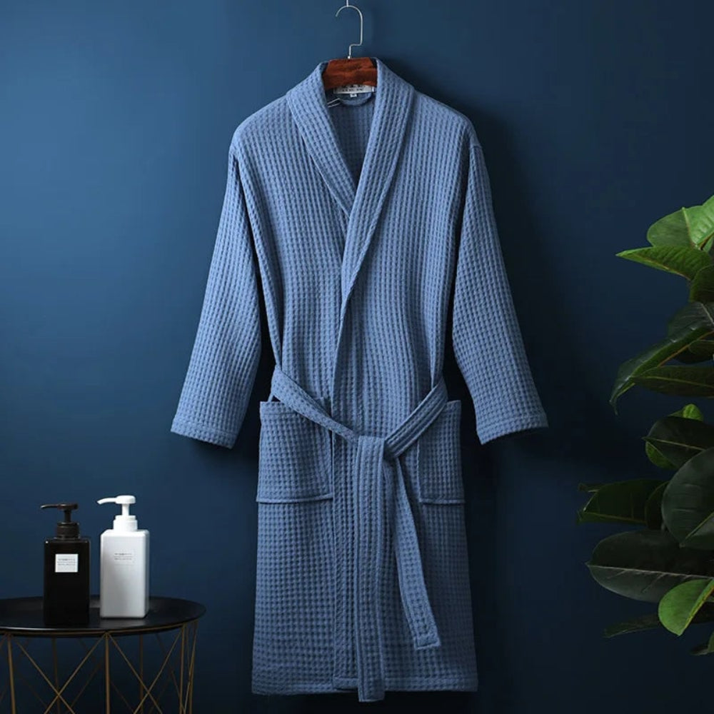 Men's Lightweight Waffle Weave Wrap Bathrobe