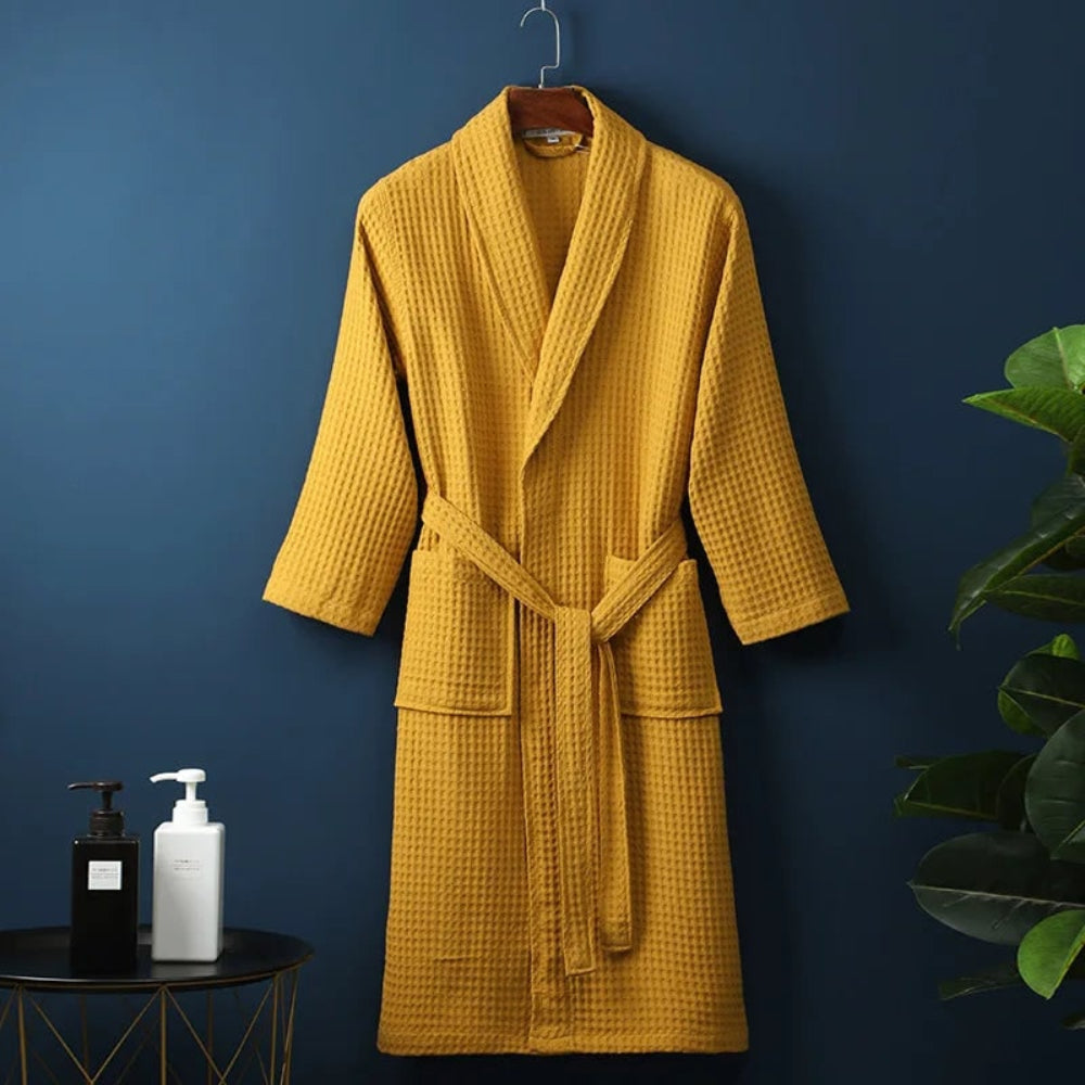 Men's Lightweight Waffle Weave Wrap Bathrobe